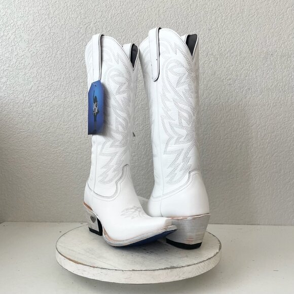Lane MEGAN MORONEY Smokeshow Womens Cowboy Boots 7 White Western Cowgirl Tall - Picture 1 of 11